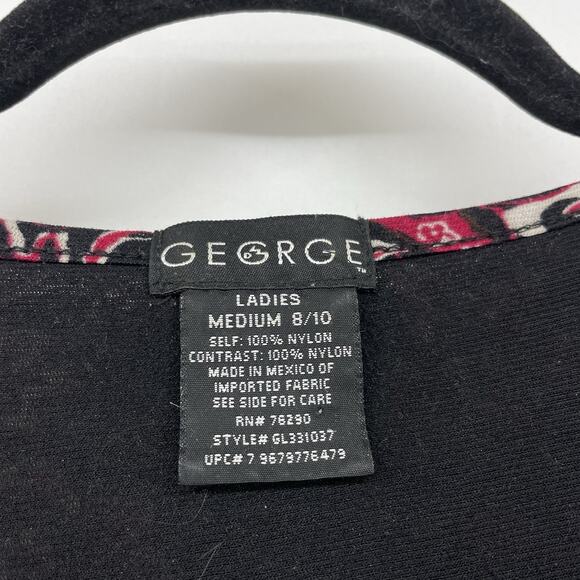 George Size M Y2K Paisley Top Boho Blouse Vamp Goth Long Ruffle Sleeve Purple - Picture 3 of 7